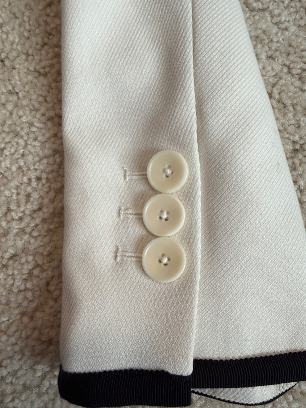 ME+EM Cropped Bound Edge Cream blazer with black piping trim | UK 10 US 6 - Picture 9 of 13